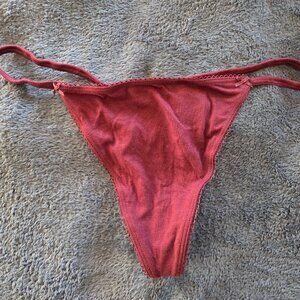 Victoria's Secret Pink! dark red cotton picot trim V-string Panties size XL